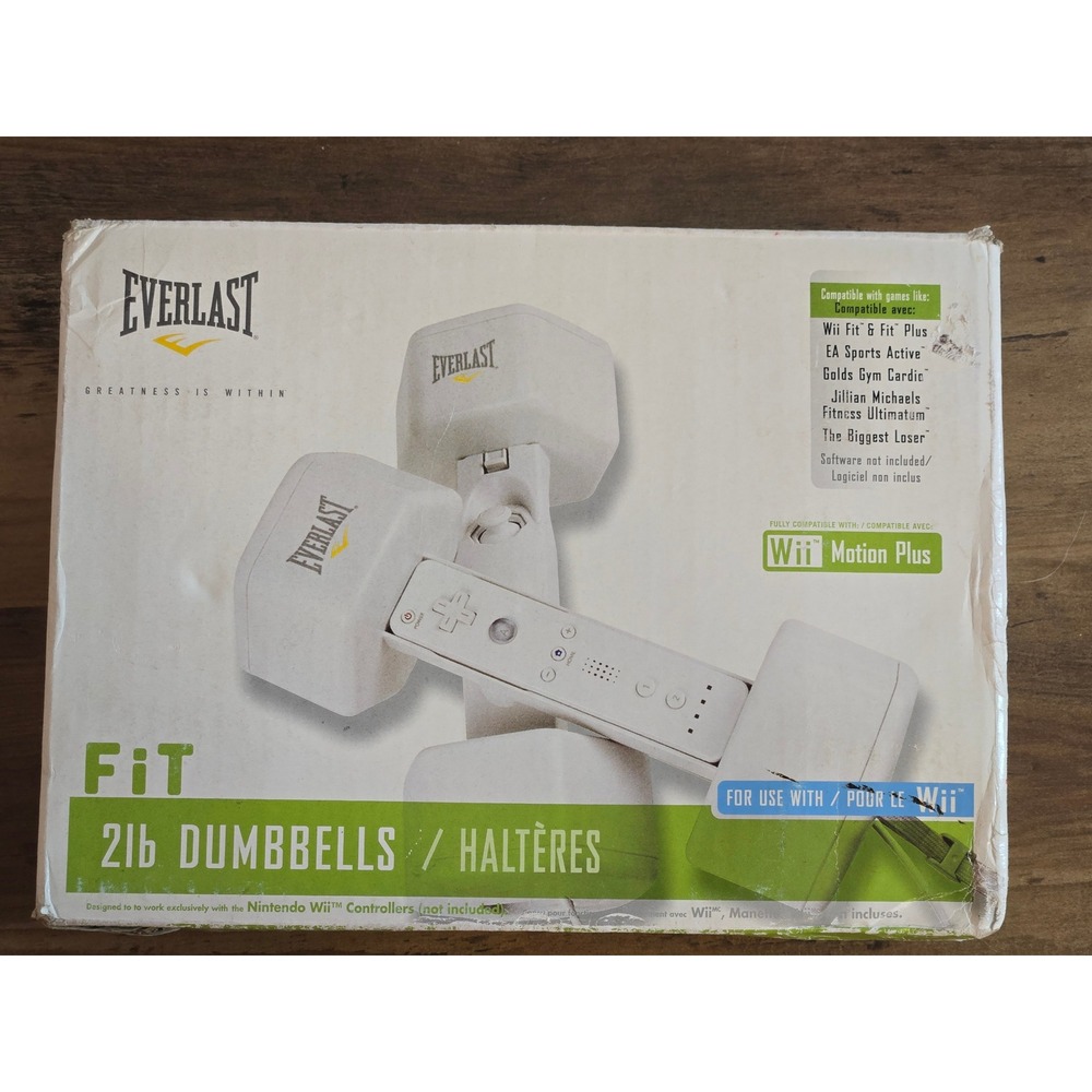 Everlast 2lb Dumbbells for Nintendo Wii Fit White Weighted Controller Shells 2pk